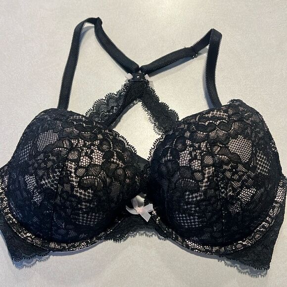 Victoria’s Secret sexy black lace push-up lace bra Women’s 32D 32 D - Picture 3 of 13